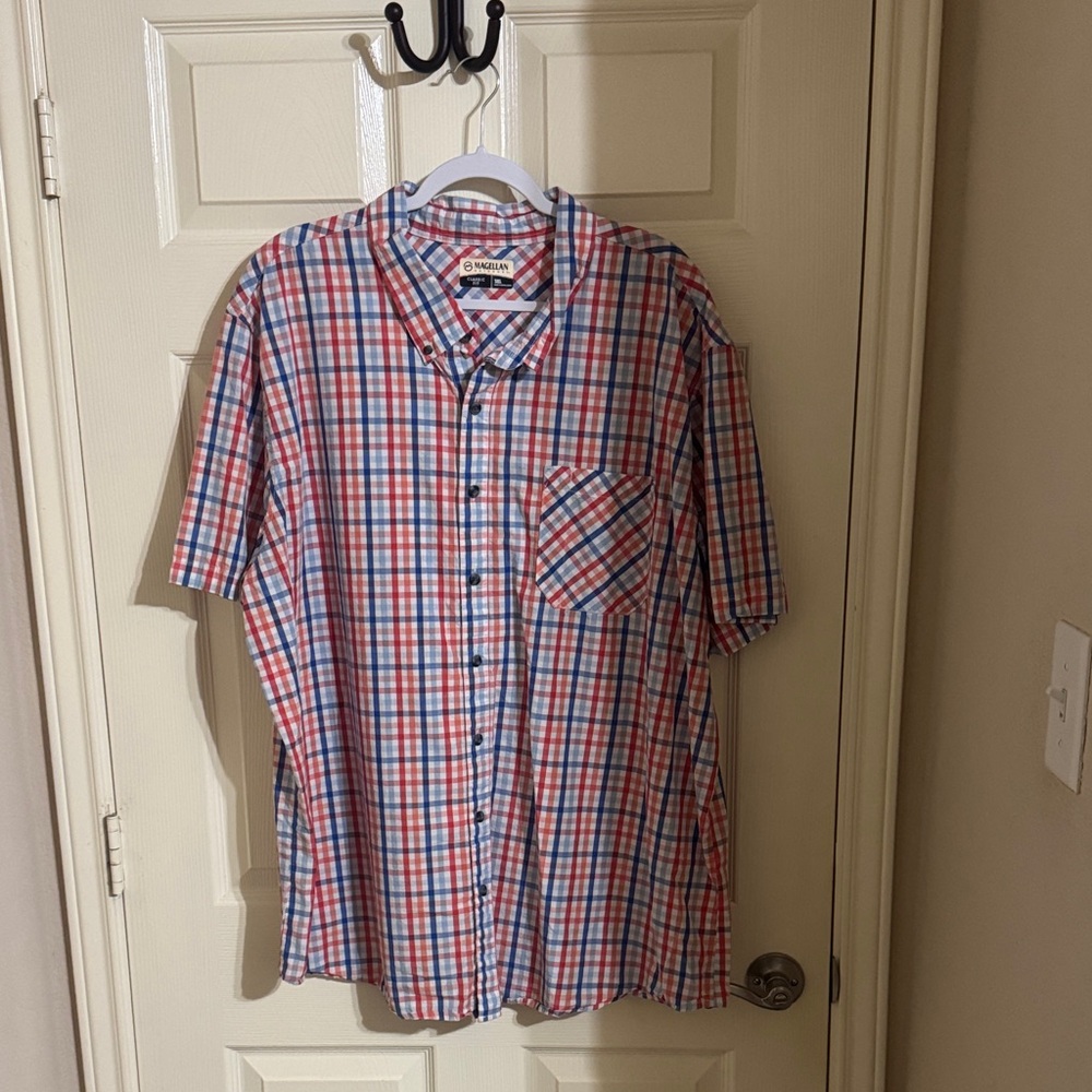Nautica Red and Blue Checkered Casual Shirt